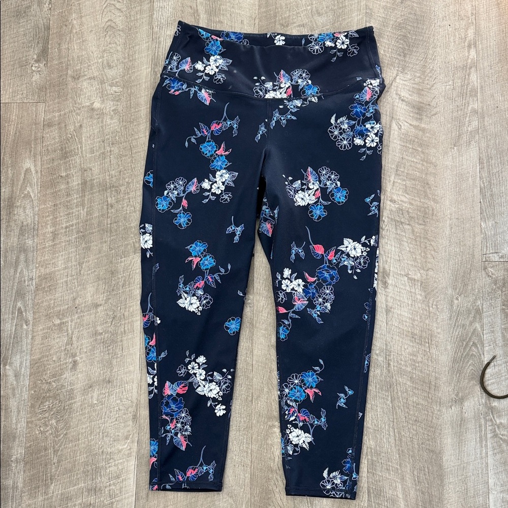 GAP FIT Navy Floral Leggings L